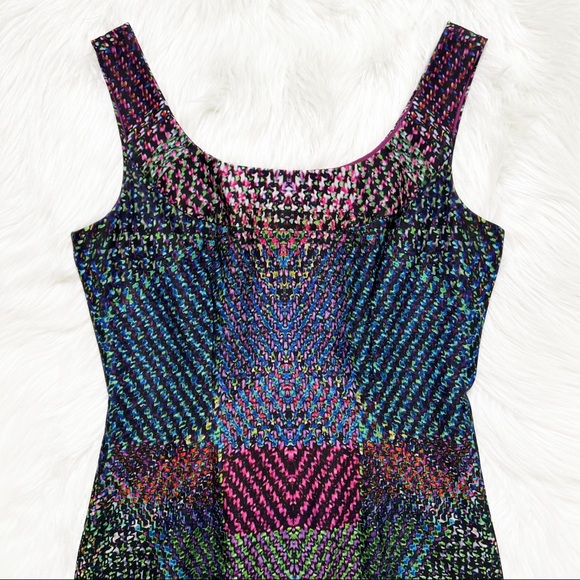 SOLD-Muse Geometric Printed Multi Color Sheath Dress - Picture 6 of 9